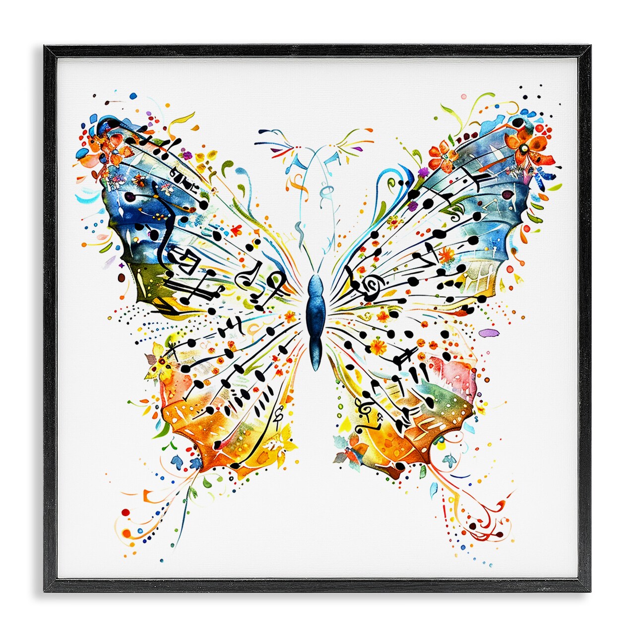 Stupell Industries Musical Butterfly Wings Framed Giclee Wall Art Design by LSR Design Studio